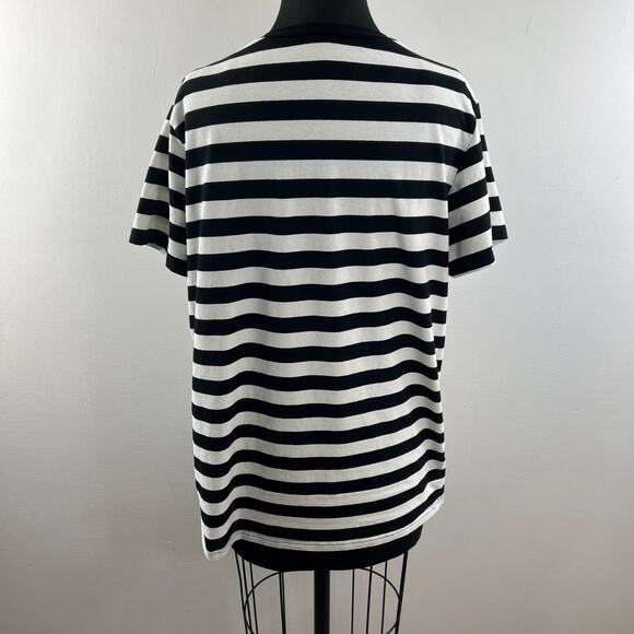 Dolls Kill x Emily the Strange Tee Black White Stripe Cotton Blend Short Sleeve - Picture 6 of 8